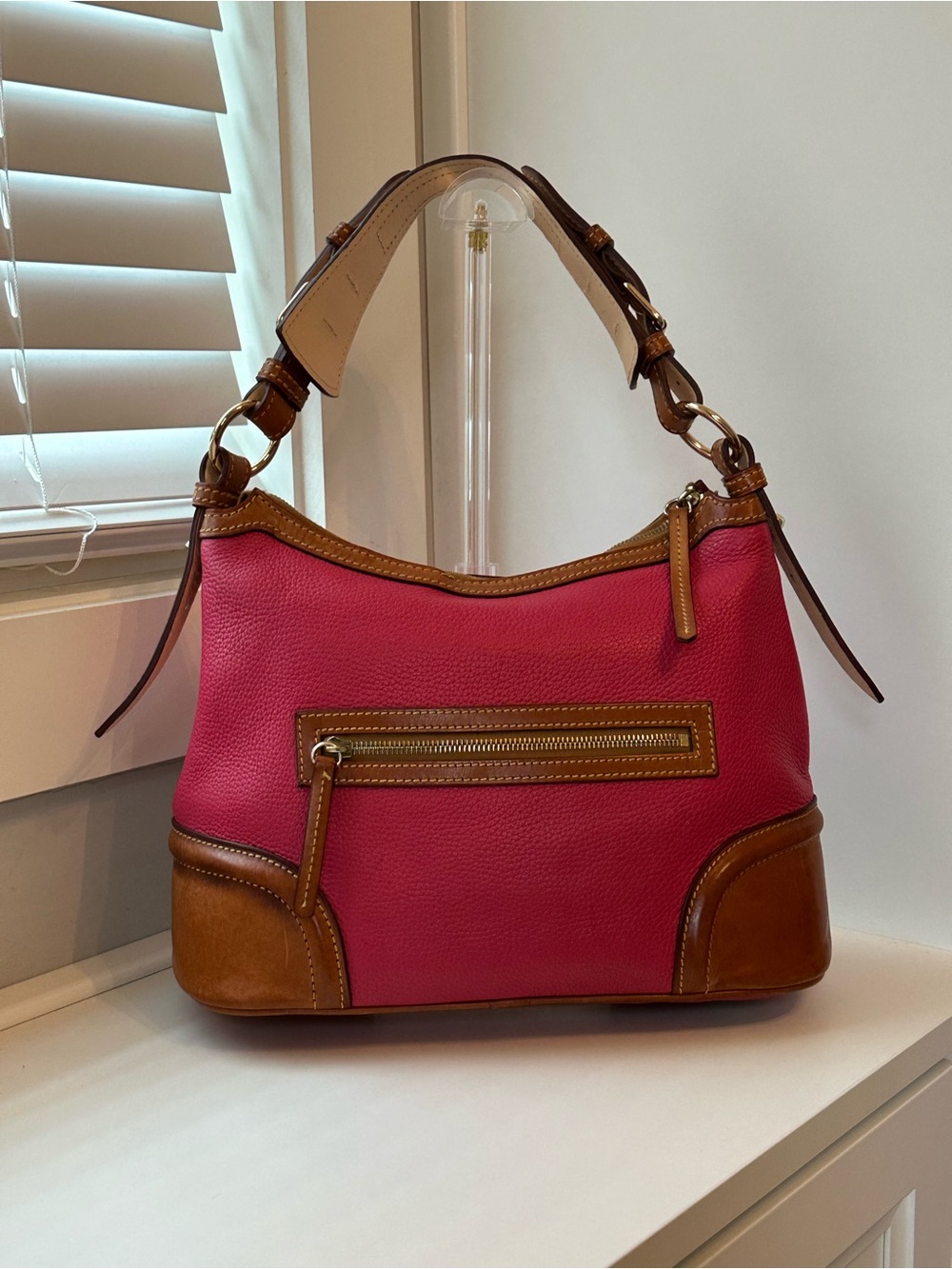 💐 Dooney & Bourke Pink Pebble Grain Leather Hobo Bag - Picture 2 of 16